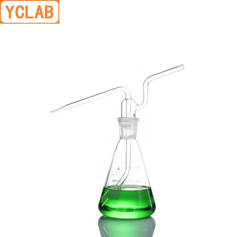YCLAB 500mL Kegel Waschen Flasche Glas Dreieck Standard Mund Gas Reinigung Labor Chemie Ausrügestochen