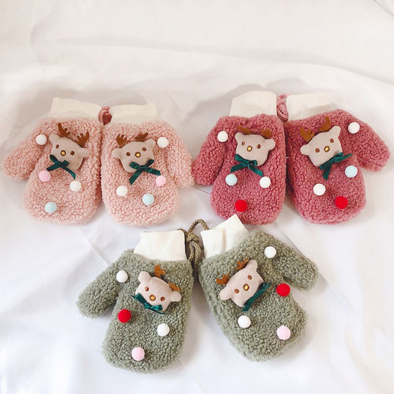 de un bebé de punto cálido para invierno guantes para chicas y chicos niños Patchwork mitones para el exterior guantes de lana al por mayor