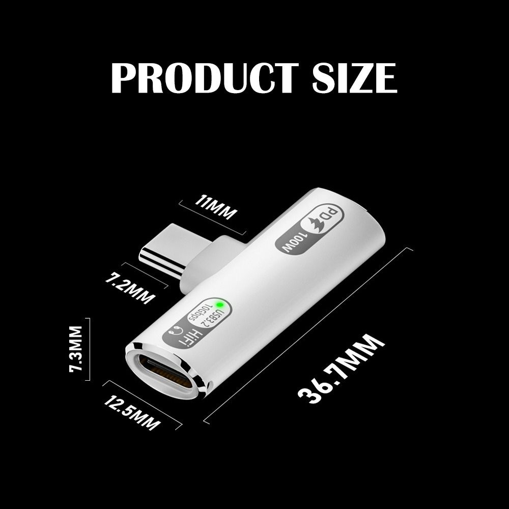 USB 3.2 Gen 2 Type C Audio Adapter PD 100W Fast Charging USB-C Earphone Converter 2 in 1 10Gbps Headphone Connector Tablet