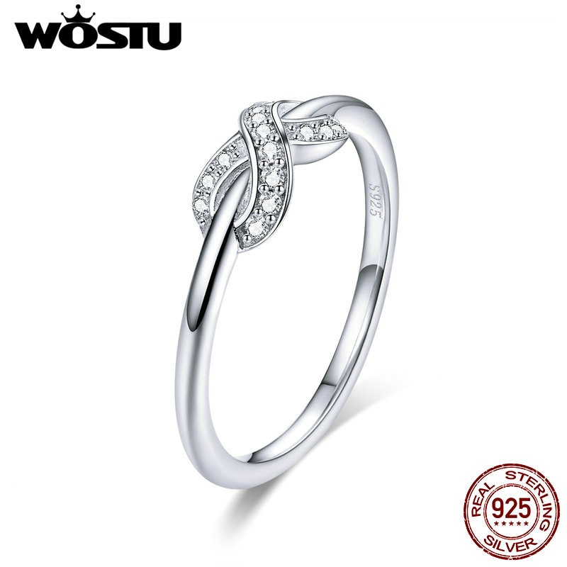 WOSTU européen réel 925 en argent Sterling infini amour CZ bague pour les femmes de mariage bagues de fiançailles bijoux de luxe CQR494