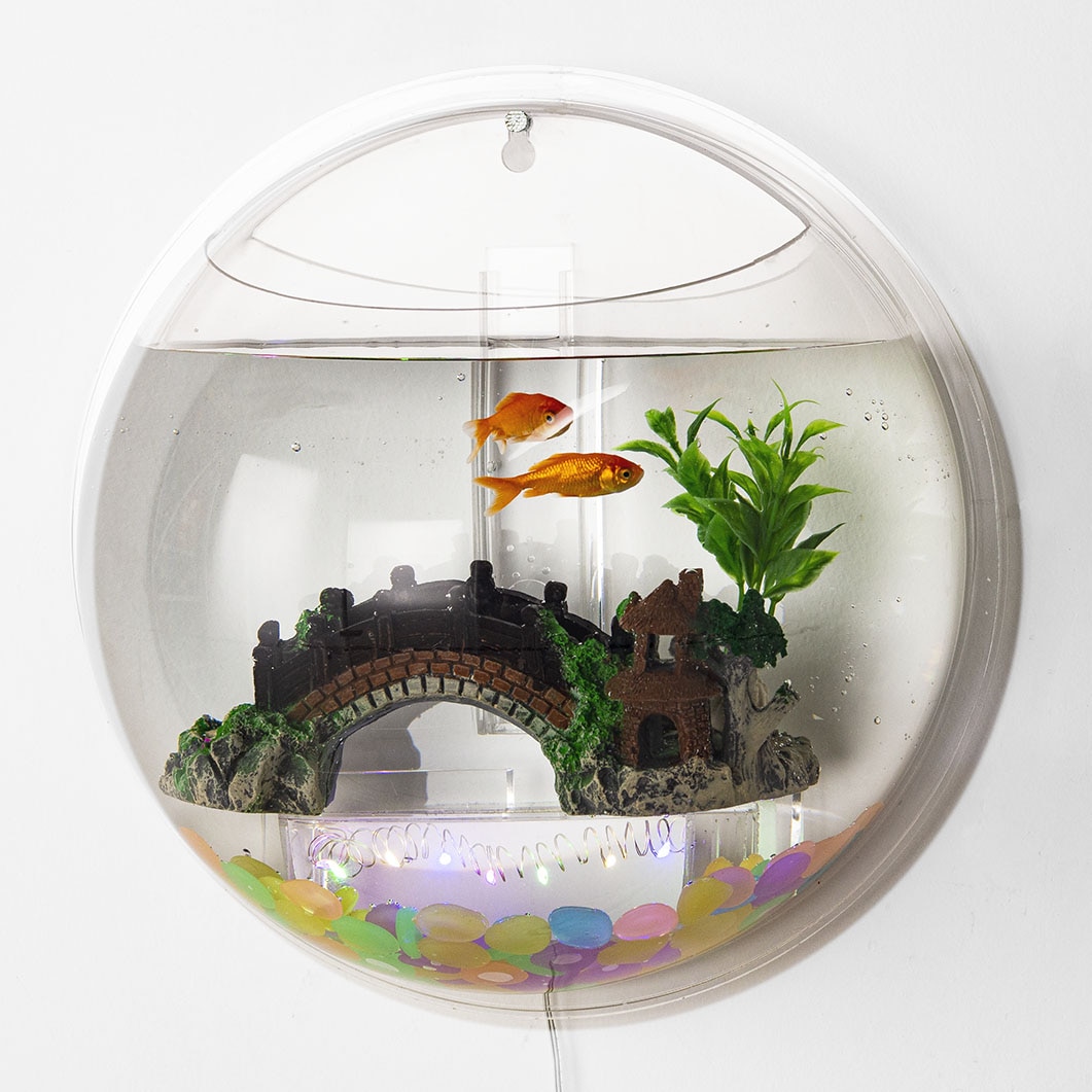 Pinsjar Acrylic Plexiglass Fish Bowl Wall Hanging Aquarium Tank Aquatic Pet Products Wall Mount Fish Tank for Betta fish