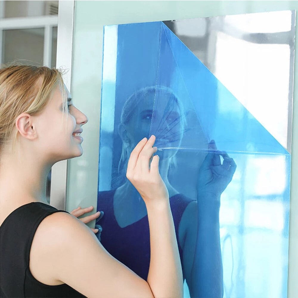 50X200cm Wasserdicht Self Adhesive Aufkleber Film Spiegel Silber Isolierung Aufkleber UV Ablehnung Privatsphäre Filme Hause Dekoration