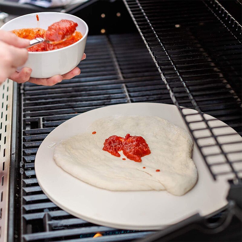 12 tums pizzasten för bakning - kordierit pizzastensplatta för bbq grill ugn - laga och servera pizzabröd ostrund