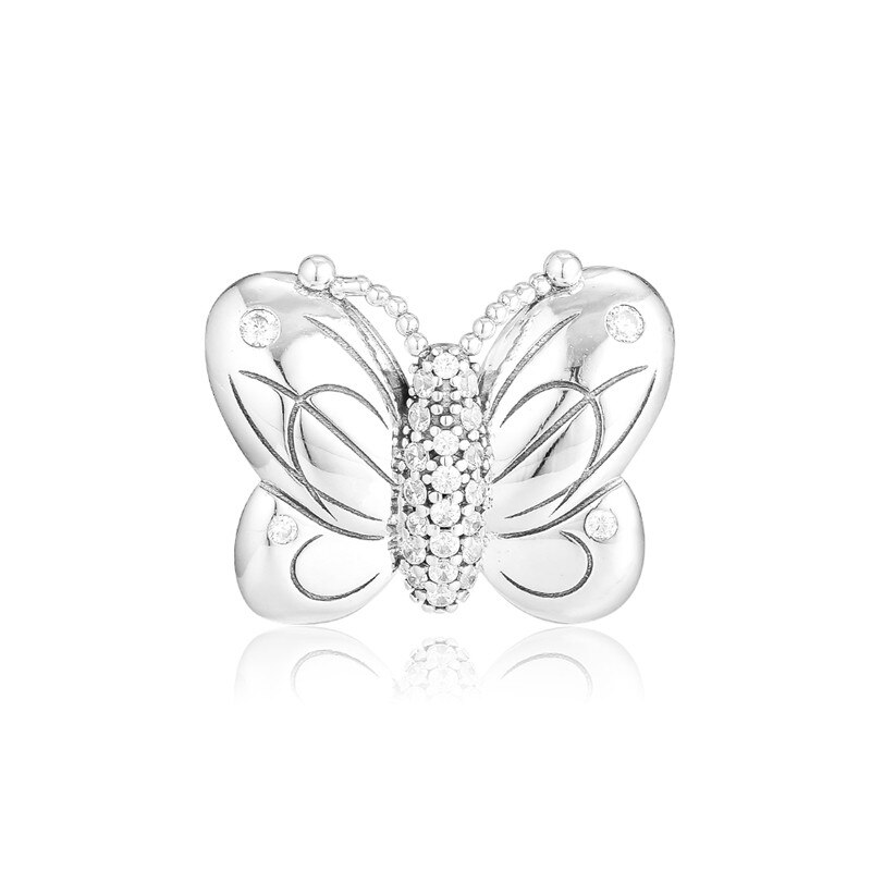 Decorative Butterfly Bead Silver 925 Jewelry Charm Beads for Charms Bracelets Women Pave CZ DIY Beads for Jewelry Making