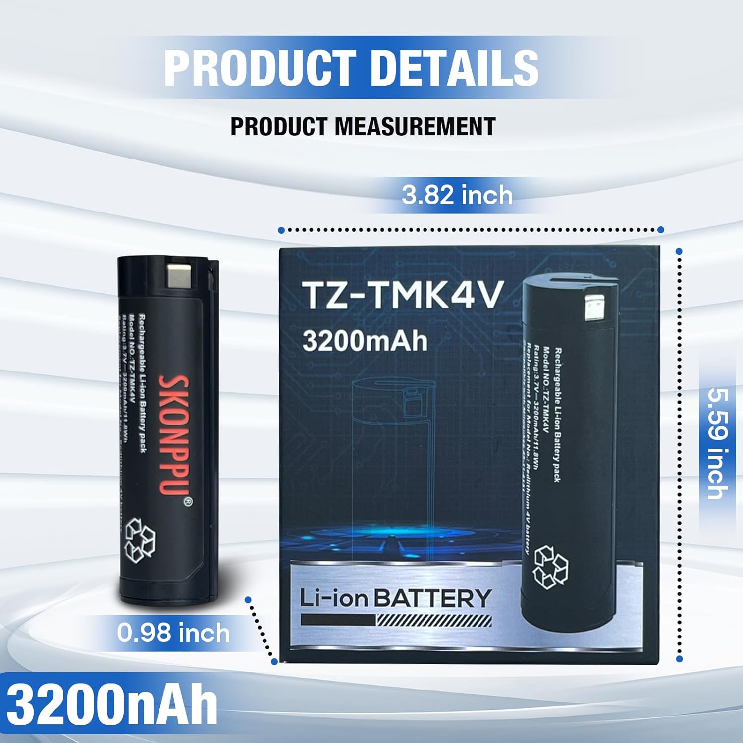 Til milwaukee 48-11-2131 2163-21 redlithium lithium-ion genopladeligt usb 3.0ah 2162-21 batteri pandelampebatteri