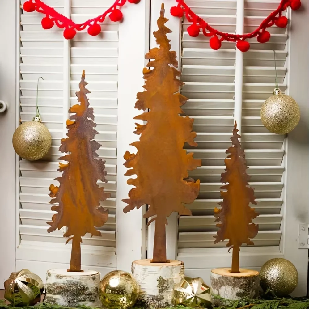 Ornements rustiques en forme d'épicéa et d'élan en métal : décoration et de chasse parfaits pour les décorations de Noël et du nouvel an!
