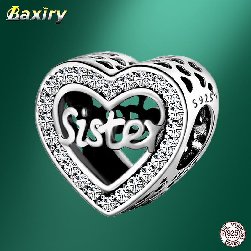 A Forma di cuore di Fascino Misura Branelli Pendenti E Ciondoli Argento 925 Bracciale Originale Sorella perlina per Le Donne Dei Monili di DIY Che Fanno 2020 Nuovo Stile