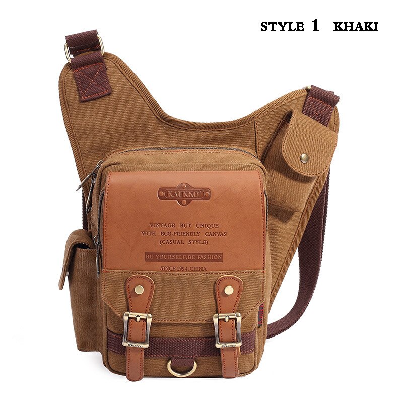 Nuovo stile leikko marca uomo retrò borsa di tela di alta qualità da viaggio uomo borse a tracolla uomo borse a tracolla borsa a tracolla: style 1  khaki