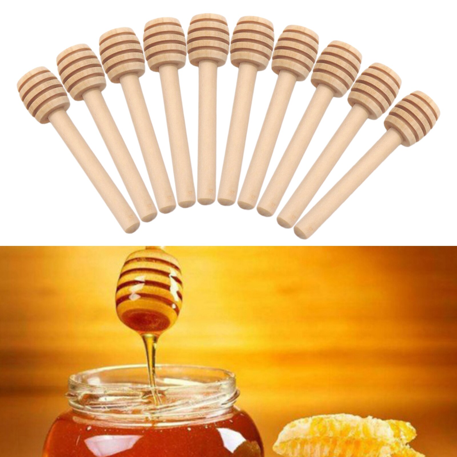 10PCS Wood Mini Honey Dipper Sticks Honey Stirring Wand for Honey Drizzling
