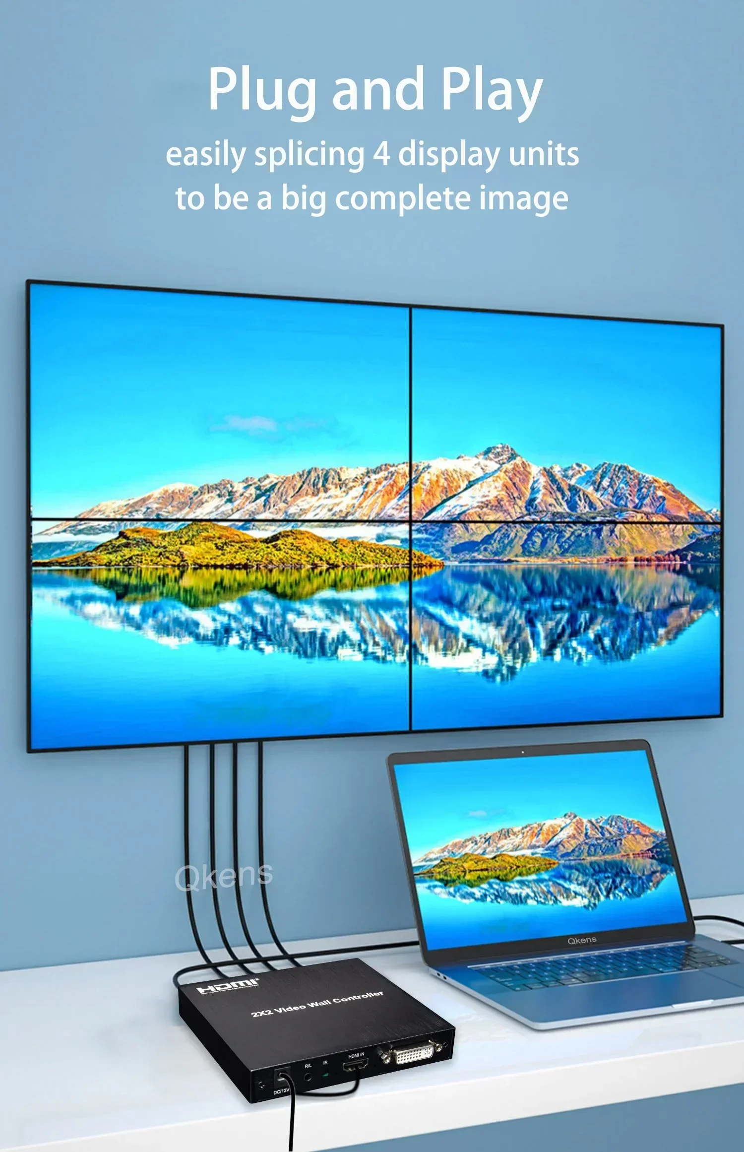 Controlador de pared de vídeo DVI HDMI 2 3 4 empalmador de TV 2X2 procesador de pared de vídeo HDMI divisor de empalme de pantalla múltiple rotación de 180 grados