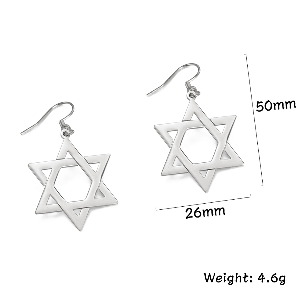 Lucktune Heartagram Star Dangle Clip Earrings Women Stainless Steel Heart Pentagonal Earrings Couple Goth Jewelry Birthday: Pure Gold Color