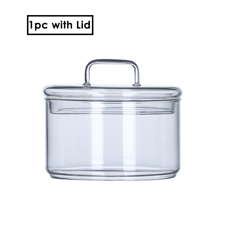 Cuenco de vidrio resistente al calor, apilable, redondo, para fruta, ensalada, contenedor de almacenamiento de alimentos: 1pc with Lid