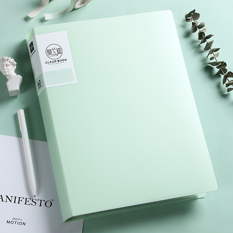40 60 80 Pages A4 Size A4 Information Book Folder Storage Rganizer Book Multi-layer Loose-leaf Folder Student Office File Book: 60 pages green