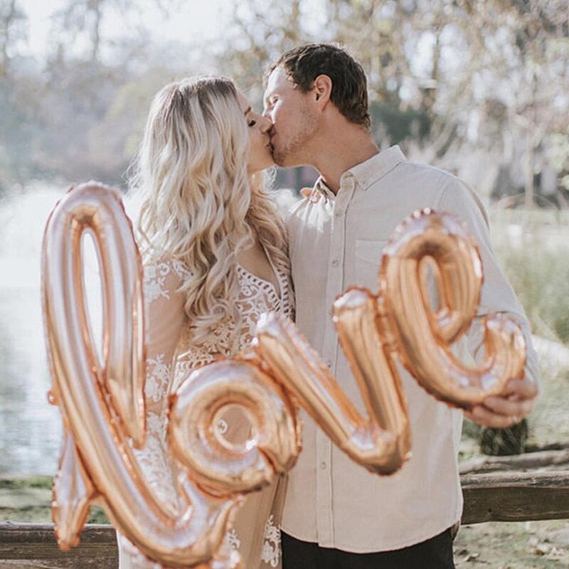Bruiloft Ballonnen Ligaturen Liefde Brief Folie Ballon Anniversary Valentines Verjaardagsfeestje Decoratie Photo Booth Props