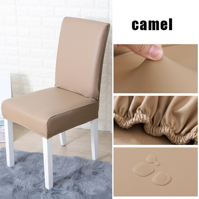 PU Leather Solid Color Chair Cover Waterproof Dining Chair Covers Hotel Banquet Wedding Seat Covers Chair Protector: E