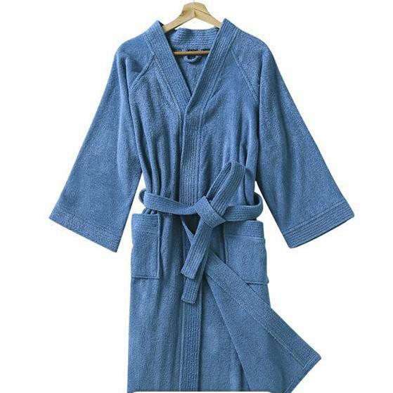 Katoenen Badstof Paar Gewaad Kimono Badjas Gown Losse Ongedwongen Nachtkleding Nachtjapon Witte Lange Mouw Nachtkleding Vrouwen Homewear: Blue / Xxl