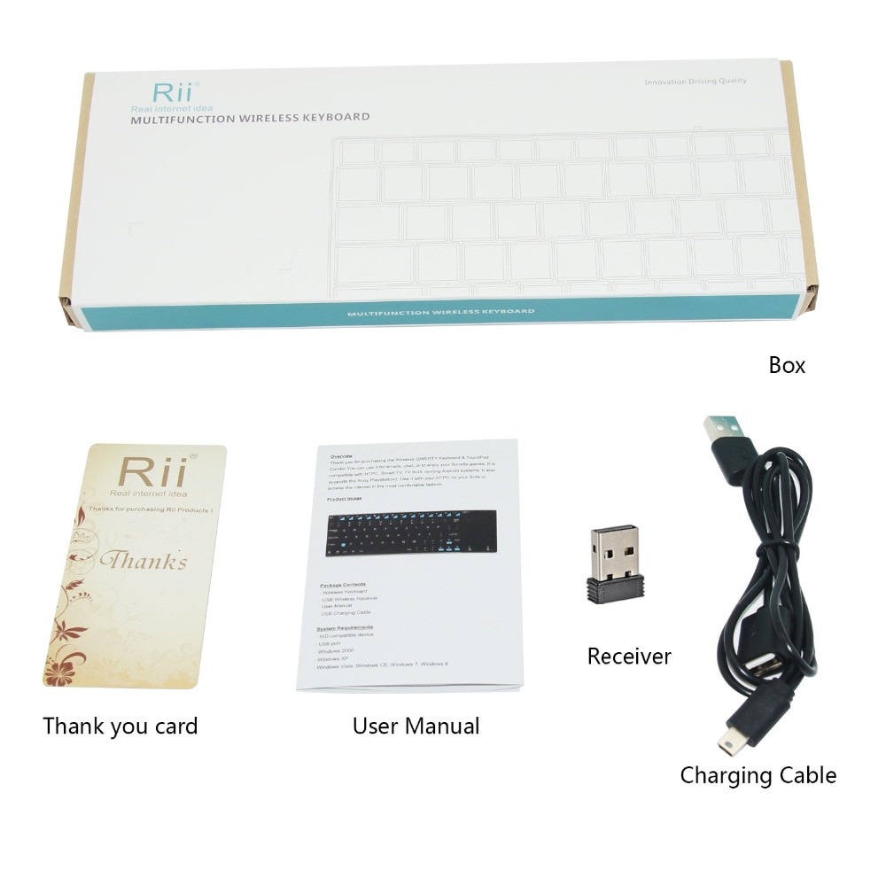 Clavier sans fil français (AZERTY) Rii mini K12 +/i12 + et clavier bluetooth azerty K12 + BT avec souris Touchpad pour tablette PC Android