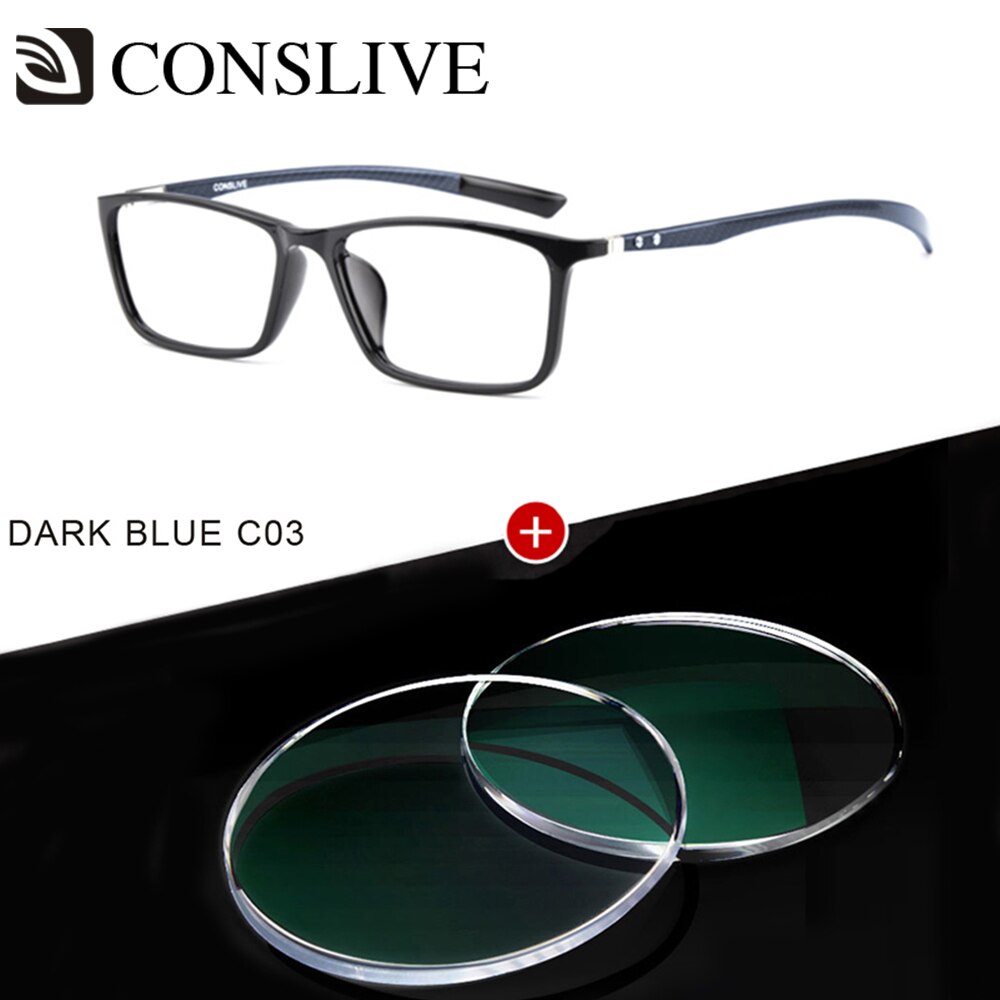 7G Carbon Fiber Brillen Frame Voor Mannen Bijziendheid Verziendheid Leesbril Licht Optische Glazen T1316: C03 with Lenses