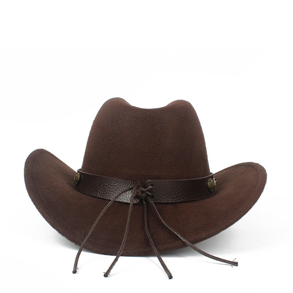 Barn barn ull ihålig western cowboyhatt roll-up brim pojke tjej svart sombrero hombre jazz keps storlek 52-54