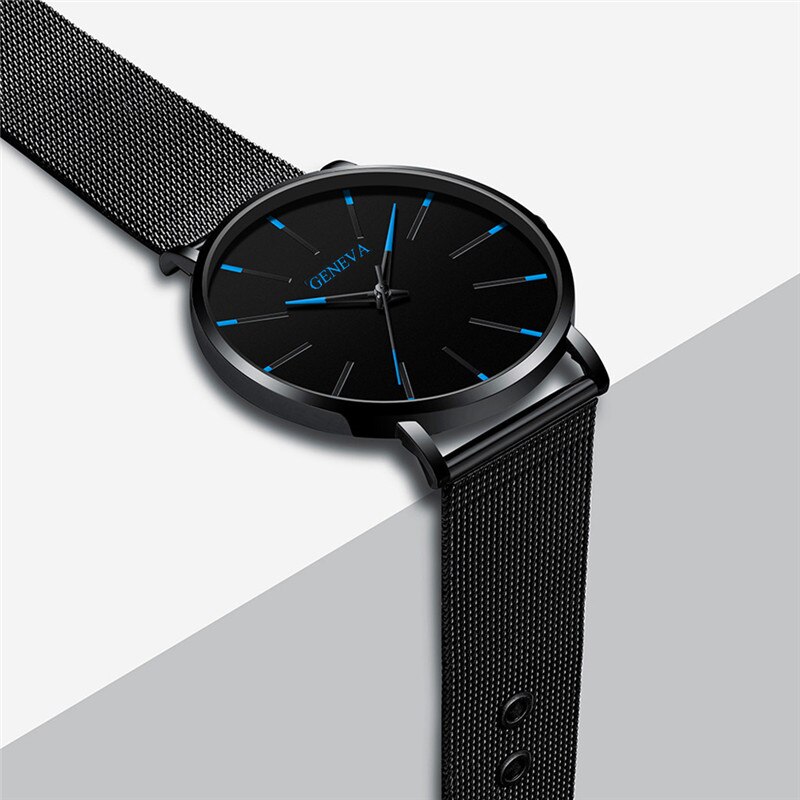 Heren ultradunne horloges minimalistische eenvoudige heren zakelijke roestvrijstalen mesh band quartz horloge relogio masculino