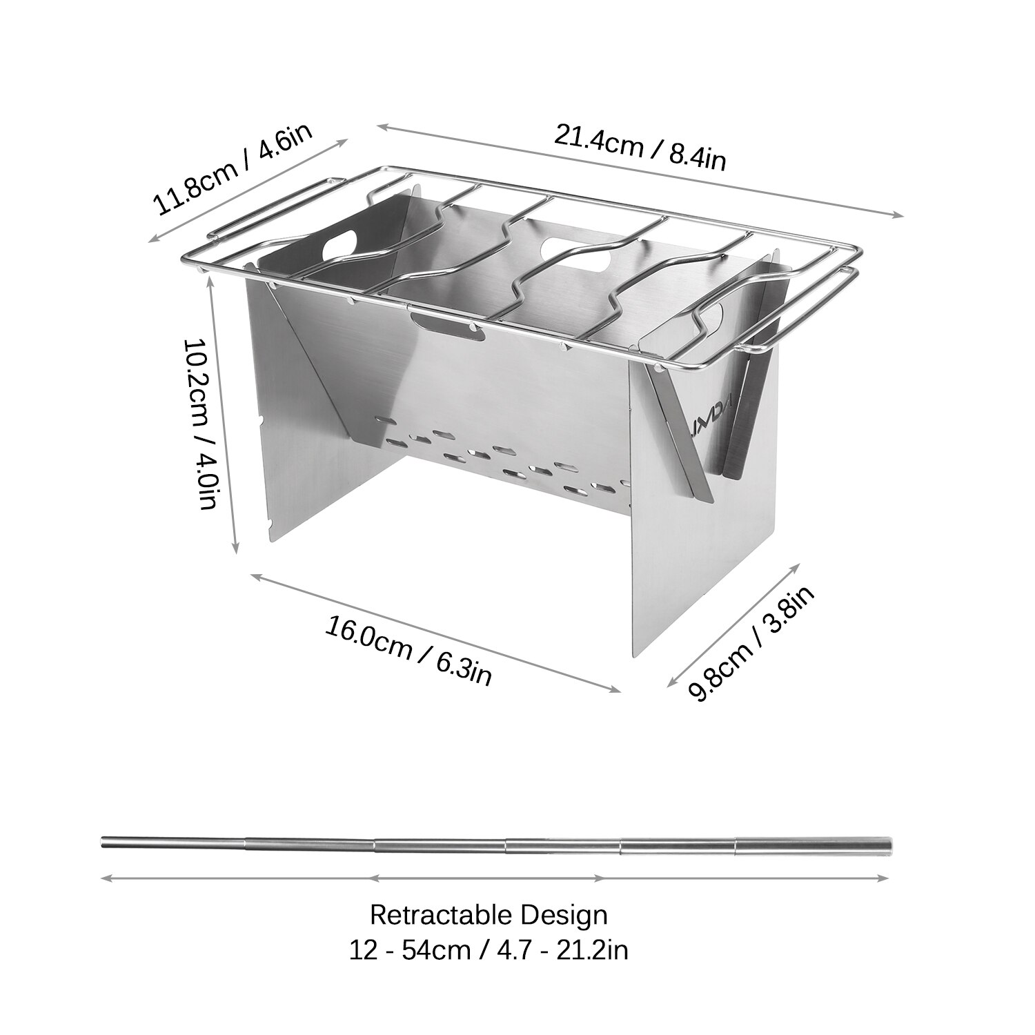 Lixada Camping Houtkachel Outdoor Draagbare Vouwen Roestvrij Staal Backpacken Kookgerei Kachel Met Grill Plaat Balg: Default Title