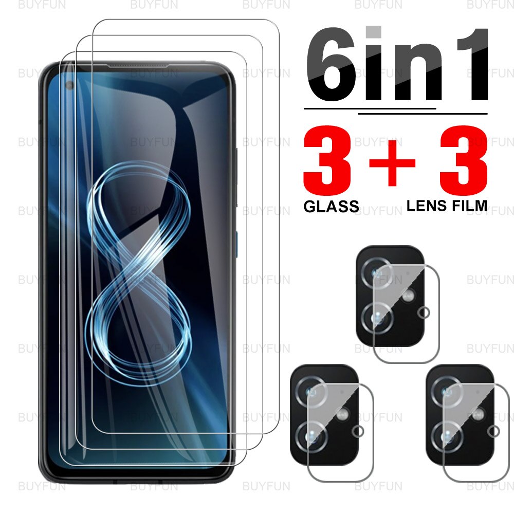 Vidrio Protector de pantalla para Asus Zenfone 8, vidrio Protector templado de 5,9 pulgadas para Asus zenfone 8 zs590ks, lente de cámara: 3PCS HD 3PCS Lens