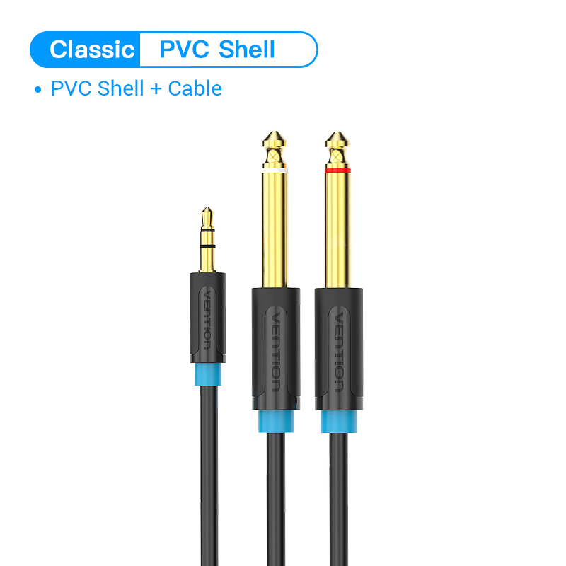 Vention 3.5mm to double 6.5mm trs kaapeli aux uros mono 6.5 liitin stereo 3.5 jack audio kaapeli mikseri vahvistin 6.35 sovitin: Pvc / 1.5m