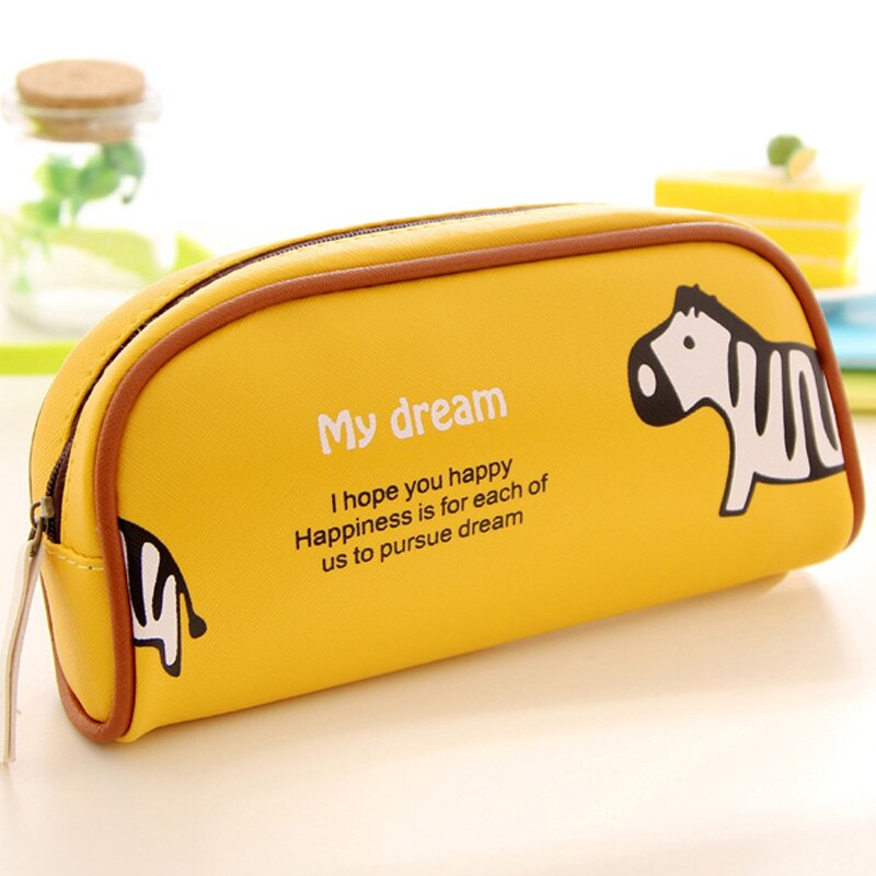 Estuche de lápices de animales para niñas y niños, bolso pluma dibujos , bolsa con cremallera de gran capacidad, suministros de papelería escolar: Yellow Zebra