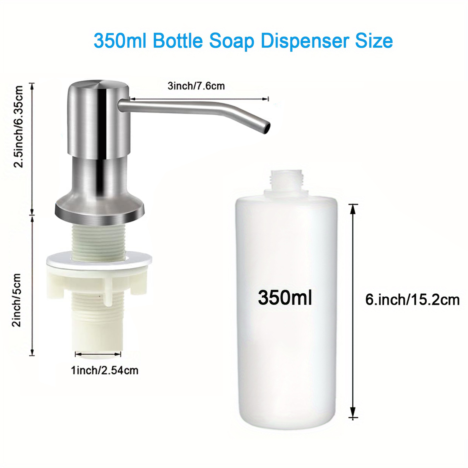 Sæbedispenser til køkkenvask, indbygget sæbedispenser til køkkenvask, forlængerrørssæt eller flaske: Hvid