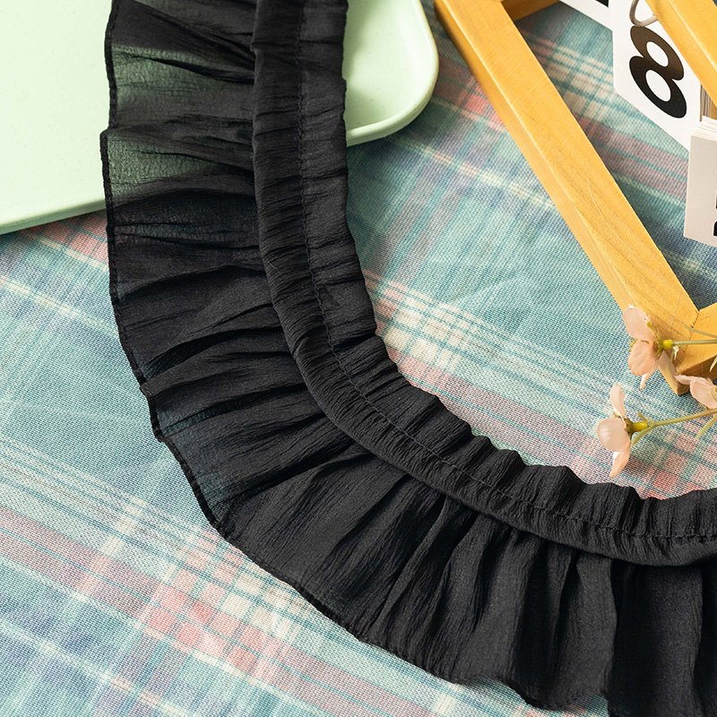 2 metros/lote de tela de encaje plisado para coser, accesorios de costura, ropa, suministros para manualidades Diy, faldas, cintas con flecos, recorte: Latón