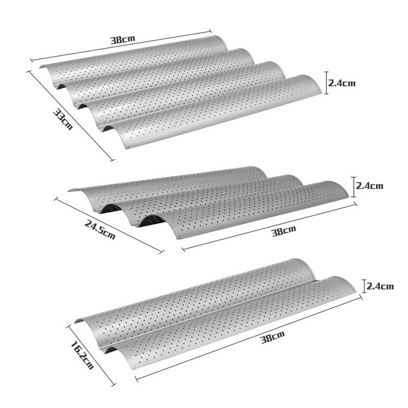 French Bread Mold For Baking Bread Wave Baking Tray Practical Cake Pan Baguette Mold 2/3/4 Groove Waves Bread Baking Tool