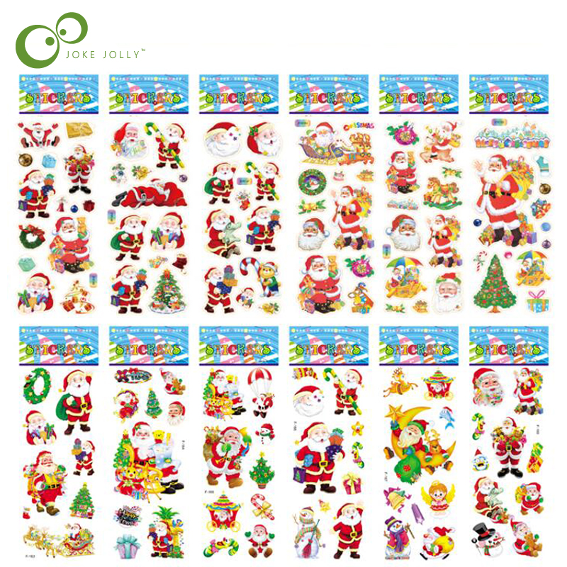 Scrapbooking Bubble Puffy Stickers Merry Christmas Santa Claus Stickers Reward Kids Toys For Children Factory Direct Sales GYH