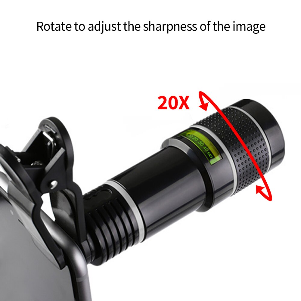 20x conjunto de lente telefoto do telefone móvel hd lente da câmera externa zoom com foco lente do telefone conjunto para o iphone 11 x samsung xiaomi huawei