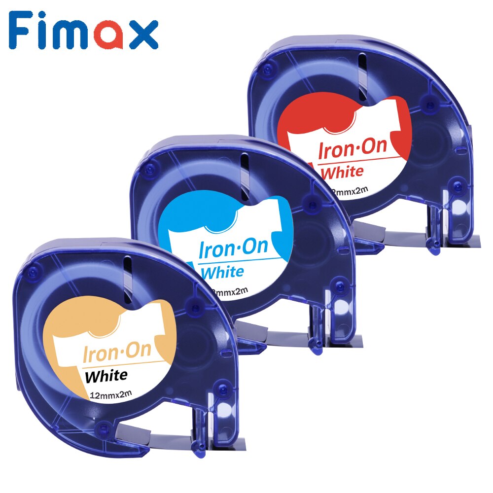 Fimax 3Pcs 18771 18775 Compatibel Voor Dymo Stof Ijzer-On Label Tape Zwart Op Wit 12Mm * 2M Voor Dymo LT-100H Plus 100T Printer: 3 Pcs Mixed Color