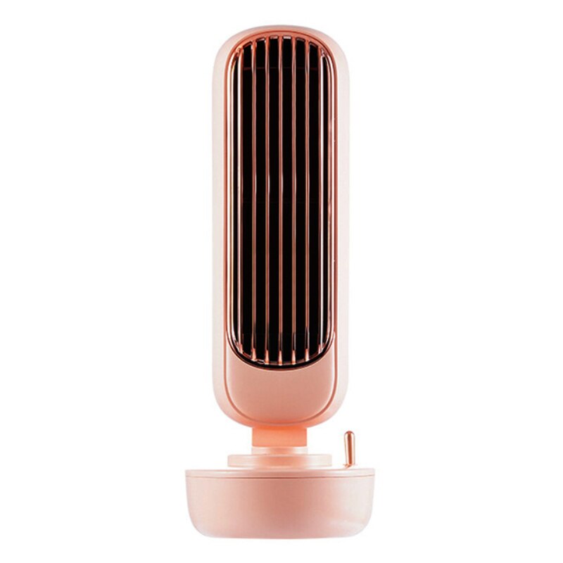 Air Cooler Fan Multifunctional Desktop Silent Air Conditioner Humidifier Home Office USB Leafless Rechargeable Fan: pink