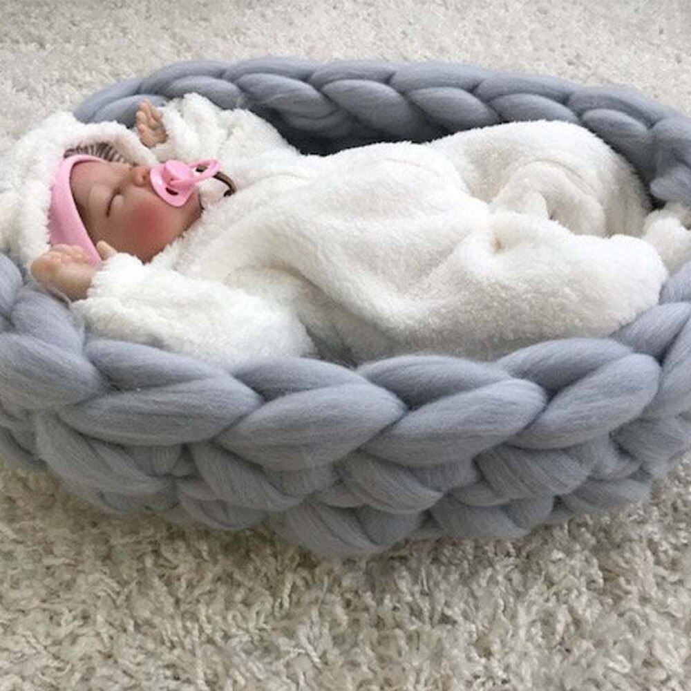 Handarbeit Gewebt Baby Nest Bett Tragbare Stricken Krippe Infant Kleinkind Schlafen Bett Travel Bassinet Fotografie Prop ZT65