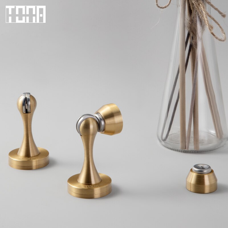 TONA Pure copper door suction Magnetic door stop Furniture Hardware Accessor Door Holder Bedroom Floor Catch Pure copper