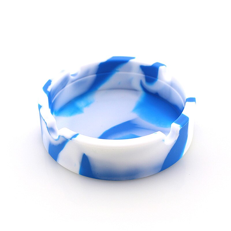 1X Draagbare Camouflage Zachte Siliconen Rubber Groen Ronde Asbak Asbak Beugel siliconen asbak: Blauw