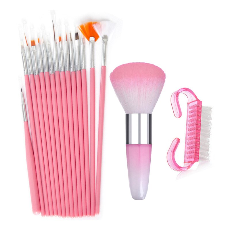 Addfavor 15 stk akryl neglekunst pensel uv gel polish maleri tegne pensler pen negle prik kit ren pensel manicure værktøj sæt: Sætb 015