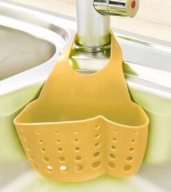 Portable Home Kitchen Hanging Drain Bag Basket Bath Storage Tool Sink Holder Escorredor Louca Soap Holder Bathroom: Nordic yellow