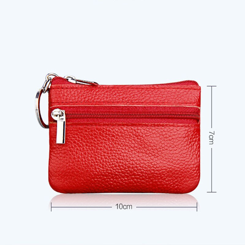 Brand Soft Men Women Card Coin Key Holder Zipper Purse Leather Wallet Pouch Change Bag