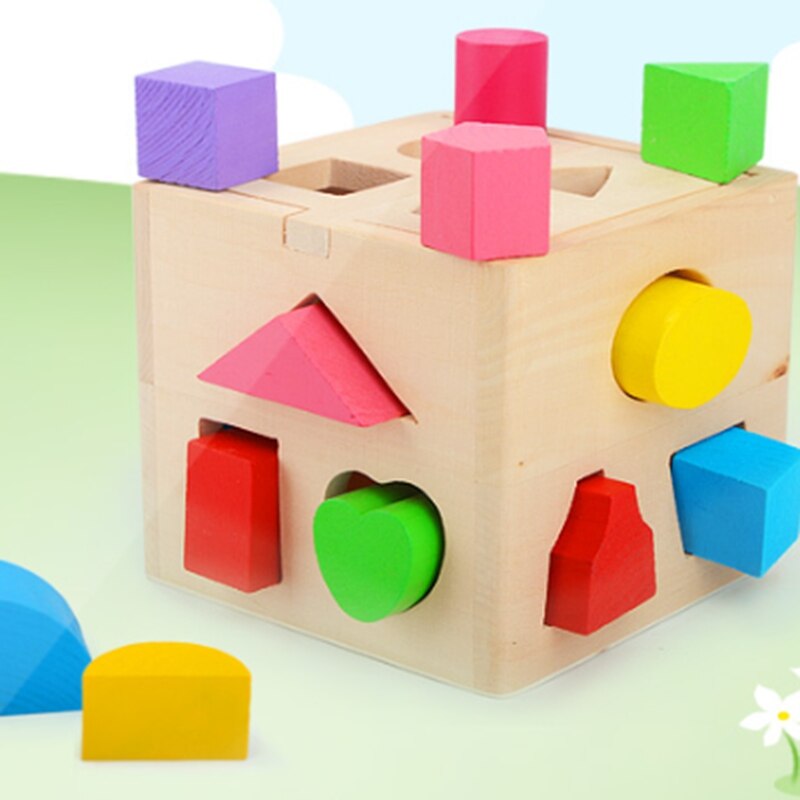 Shape Classification Square Toy with 13 Wooden Blocks, Color Classification Game for Children, Learning Toys