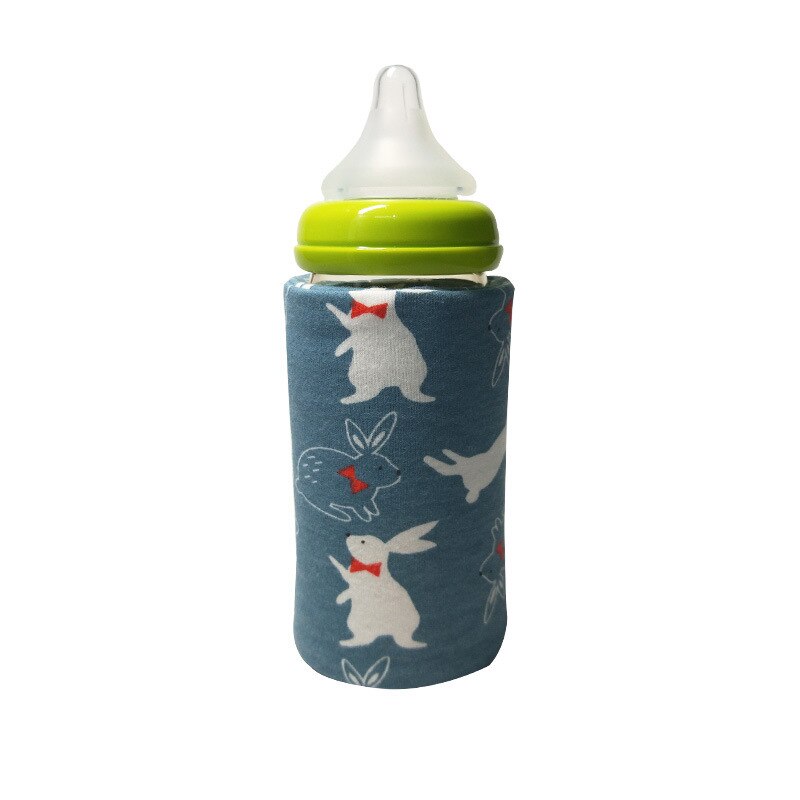 Portablet venta botella calentador viaje bebé niños dibujos animados leche Agua USB cubierta manga bolsa infantil película de calentamiento
