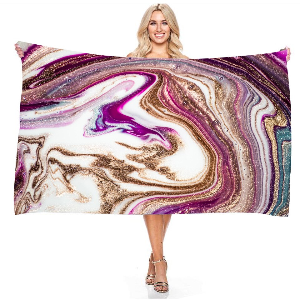 Zwemmen Handdoek Stof Zand Gratis Multifunction Strand Handdoeken Gradiënt Marmering Patroon 3D Digital Print Beach Quik Droog Microfiber: 4 / 70x140cm