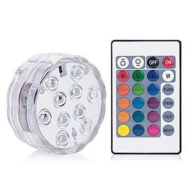 10 Led Remote Controlled RGB Submersible Light Battery Operated Underwater Night Lamp Outdoor Vase Bowl Garden Party Decoration: 1 Controller 1 Lamp