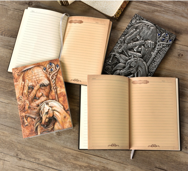 Den magiske hardcover cover dagbog  a5 vintage læder notesbog foret papir 100 ark
