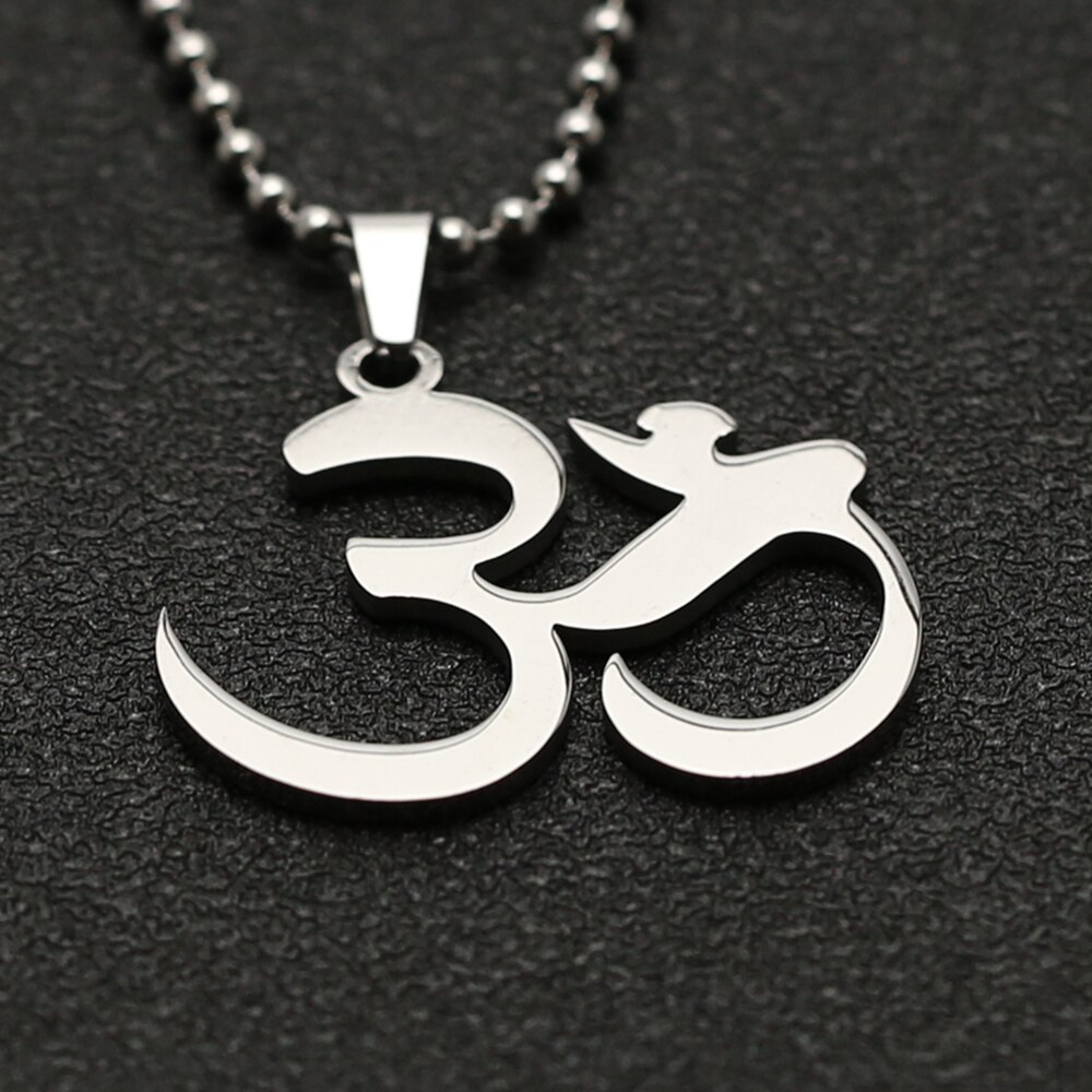 Collar OM AUM Mantra sánscrito, amuleto budista símbolo de religión hindú, colgante de Yoga, joyería de acero inoxidable para hombres y mujeres,