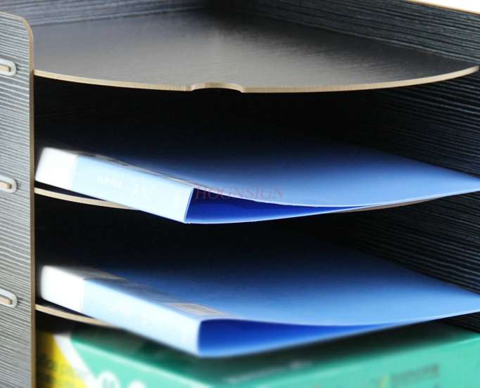 Wooden desktop book storage office document column frame frame A4 paper 4-layer multi-layer information rack