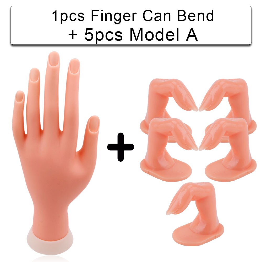 5/10pcs False Nails Finger Practice Model 1pcs Nail Hand Training For Manicure Beauty Nail Tips Flexible Practice Finger Tools: 5pcs Set C