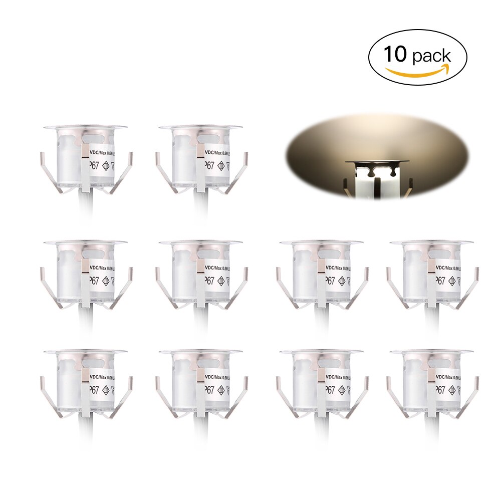 10PCS 32mm LEDs Lights 0.6W 500LM Small Recessed In-ground Underground IP67 Waterproof Outdoor Pathway Floors Decorations Lamp
